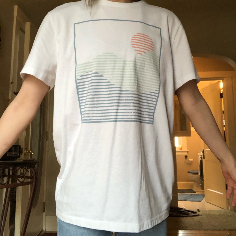 Soft cotton shirt with a cool sunset design.